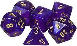 Chessex Dice Polyhedral 7-Die Borealis Set - Royal Purple with Gold Numbers CHX-27467