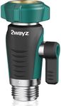 2WAYZ 0 Degree Garden Hose Shut Off Valve - 3/4-Inch Inlet and Outlet Garden Hose Connector - Heavy Duty Full Body Metal Water Hose Adapter with 1.6-Inch Knob - 2.3 x 1.9 x 3.6-Inch (Green and Black)