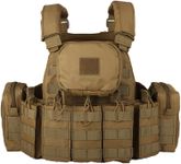 YAKEDA Tactical Outdoor Airsoft Vest, Modular Quick Release Buckles with Adjustable Multi-Functional Pouches, Lightweight MOLLE Training Vest for Outdoor Games & Tactical Activities (Mud Color)