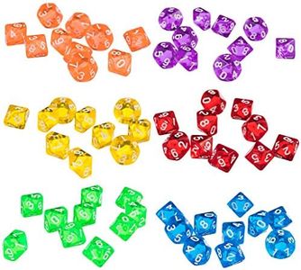 Set of 60 Pieces Ten Sided D10(0-9) Die &D Party Pub Bar Casino Poker Card Guessing Game Accessories