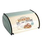 Sziqiqi Vintage Bread Box Storage Countertop Bread Bin 33cm/13in with Roll-top and Protective Trim for Keeping Bread Buns Cookies Muffins Baked Good Fresh and Flavorful, Blue