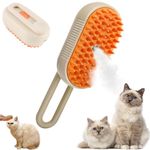 Qpets® Cat Steam Brush, Cat Brush with Steam Comb for Dogs Cat Hair Brush, Electric Pet Steam Hair Brush with Rotatable Handle 2 In 1 Pet Hair Cleaning Brush Grooming Brush (USB Rechargeable)