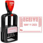 Mark 2000 Self-Inking Rubber Date Office Stamp with Received Phrase - Red Ink - 12-Year Band