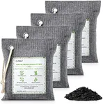 CLEVAST Bamboo Charcoal Air Purifying Bags (Large, 4×200g), Removes Odors and Moisture, Nature Fresh Air Purifier Bags, Odor Eliminator for Home, Car, Pets, Bathroom, Basement