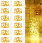 [12 Packs] EShing Mini Fairy Lights Battery Powered, 7FT 20LED String Lights, Firefly Lights Mason Jar Lights, Tiny Twinkle Lights for Vases DIY Table Centerpiece Wedding Craft Decoration (Warm White)