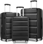 Kono 3-Piece Luggage Sets | Expandable Hard Shell PC+ABS Suitcase with TSA Lock | Lightweight & Sturdy Travel Suitcases with 4 Spinner Wheels (20", 24", 28") - Black