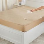 Amazon Brand - Solimo Water Resistant Cotton Mattress Protector, Queen Bed Size (78x60 inch), Beige