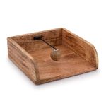 BHAVATU Rustic Farmhouse Wood Napkin Holder, Napkin Holder for Kitchen Tables, Counter Tops, Indoor and Outdoor, Picnic, Restaurants, Cafe, Vintage Home Decor 20.32cm x 20.32cm x 7.11cm)