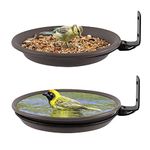 2 Piece Wall Mounted Bird Feeder,Bird Feeder & Bird Bath for Garden,Fence Bird Feeder Tray,Deck Bird Feeder Tray,Attracting Wild Birds,Bird Water Feeder for Installed on Trees,Balcony,Outdoor Walls