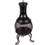 Fire Vida Steel Chiminea Outdoor Garden Patio Heater BBQ Cooking Grill Chimnea Chimenea, Black & Antique Gold