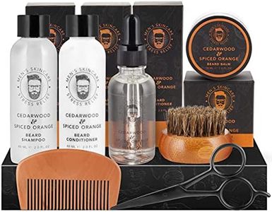BRUBAKER 7 Pz Kit Cura Barba con Shampoo Condizionatore Olio Balsamo Spazzola Pettine Forbici