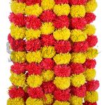 Marubhumi 5 Pcs of 4.5 Feet Long Strands Artificial Marigold Flowers Garland for Diwali Decor, Traditional Indian Decor, Marigold Garland for Decoration, Diwali Decorations for Home, Christmas Decor