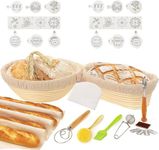 YVXUN 10pcs Banneton Bread Proofing Baskets set of 2, 10 Inch Round & Oval Cane Bread Proofing Baskets with Sourdough Bread Baking Supplies, Bread Making Kit,Bread Making Tools and Supplies Gift