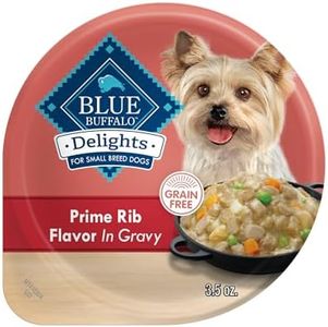 Blue Buffalo Delights Small Breed Natural Wet Dog Food, Prime Rib Flavor in Gravy, 3.5-oz. Cups, 12 Count