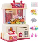 Claw machine for Kids Bank 2in1 Mini Claw Machine Arcade Game Candy Grabber Machine Vending Machine Toys with 10 Plush Dolls, 10 Gashapon and 20 Coins for Girls