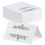 Place Cards for Table, 106 Pcs Name Place Cards, Wedding Table Place Cards, White Blank Tent Card Eucalyptus Leaves for Wedding Events Party Reception Banquets Table Setting Name Place Cards