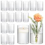 ComSaf Glass Cylinder Vases Pack of 16, Clear Bud Vases for Centerpieces Weeding Decoration, 5.5 inch 6 Inch Tall Clear Flower Vases, Hurricane Candle Holder for Party Home Decor