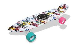 jaspo Polypropylene Cruiser Penny Board with Pink and Cyan Wheels (Multicolour, 22.5" * 5.5")