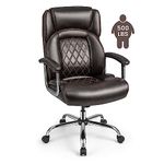 POWERSTONE Big and Tall Office Chair - 500LBS High Back Executive Desk Chair Adjustable Leather Computer Chair Home Office Extra Wide Swivel Task Chair for Heavy People Adults Brown