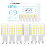 ZEIYEI G9 LED Bulbs, 5W, 6000K Cool Whit, Equivalent to 40-50W Halogen, Energy Saving Bulb for Lighting Decor, Chandelier Home and More 6-Pack