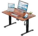 Flamaker Electric Standing Desk 100x60cm,Height Adjustable Desk with Hook and 2 Memory Setting, Anti-Collision Sit Stand Desk,Adjustable Desk Stand Up Desk for Home Office,Rustic Brown