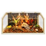 Prolee 21 Gallon to 68 Gallon Reptile Terrarium Tank Lizard Tank Bearded Dragon Tank with Roof Door, Snake Tank with Built-in Lamp Fixture and Switch, 4 Side Windows (28 Gallon 32 x 16 x 16 Inch)