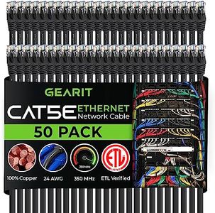 GearIT Cat5e Ethernet Patch Cable 50 Pack