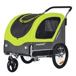 Large Pet Bike Trailer & Stroller for Dogs Up to 35kgs Parking Brakes Reinforced Base Floor (Lime green/Black)