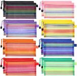 Glenmal 16 Pack Mesh Zipper Pencil Pouch for Classroom, Multipurpose Net Zipper Pouches, Colorful Travel Mesh Bags for Office Supplies Daily Storage