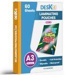 Deskit A3 Laminating Pouches, Glossy, 60 sheets, 150 Microns - Clear and Durable Presentations - Ideal Rigidity for Everyday Use