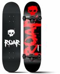 Jaspo Experts 26" x 7.5" Canadian Maple Premium Skateboard for Junior Riders with Fibre Trucks and PU Wheels (Red Black-Uv Print)