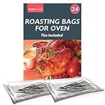 24pk Roasting Bags for Oven with Ties | Oven Bags for Roasting Chicken, Turkey, Meat & Fish | 38 x 25cm | Multi Purpose Cooking Bags for Oven | Turkey Roasting Bags | Oven Roasting Bags