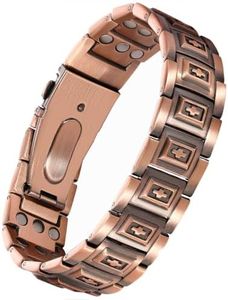 Feraco 3X Strength Copper Magnetic Cross Bracelet for Men - 99.99% Pure Copper with 3800 Gauss Magnets,Gifts for Him