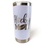 Hockey Mom 20oz Coffee Tumbler (White), Stainless Steel Coffee Travel Mug, Hockey mom gifts for women, Insulated To Go Mug