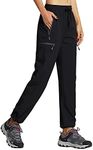 Libin Women's Cargo Hiking Pants Lightweight Quick Dry Capri Pants Athletic Workout Casual Outdoor Zipper Pockets, 01-Pants-Black, Medium