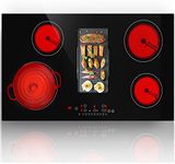 GTKZW Electric Cooktop 36 Inch 5 Burners, 8600W Built-in Electric Stove Top 220v, Sensor Touch Screen, 9 Heating Level, Safety Lock, Hot Plate Compatible with All Kinds of Cookwares,Hardwired, No Plug