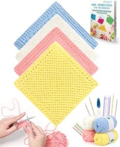 Katech Beginner Knitting Kit for Adults-Includes Book, Needles, Soft Yarn-Art Craft Kit for Learning to Make Dishcloths