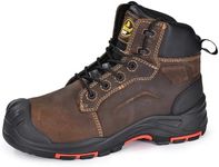 SAFETOE Safety Boots for Men Composite Toe Work Boots Lightweight Cow Leather Puncture Proof Slip On Work Boots Wide Fit(Size 12)