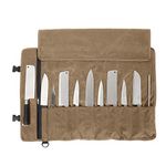 QEES Chefs Knife Roll Bag 11 Slots, Heavy Duty Waxed Canvas Knife Bag, Waterproof Knife Case for Camping, Hiking, Multi-function Tool Roll Bag (Khaki)