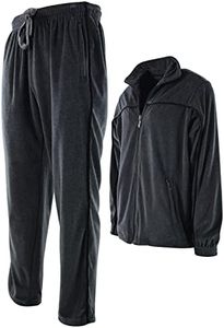 ChoiceApparel Mens Velour Tracksuit with Zippered Pockets, 204-charcoal, Medium