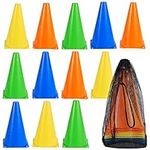 Bramble 12-Pack 9" Versatile Sports Training Cones - Durable, Multi-Colour for Soccer, Rugby, Dog Training & More