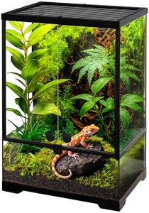 NEPTONION 10 Gallon Professional Glass Terrarium 12"x12"x18" Durable Reptile Habitat Tank with Heat Resistant Aluminum Alloy Frame, Dual Front Swinging Doors for no Jam by Sand and Other Debris