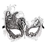 Coddsmz Masquerade Mask Metal Venetian Party Mask with Rhinestones, M, Black Silver