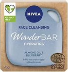 NIVEA WonderBAR Hydrating Face Wash (75g), Hydrating Face Cleanser to Refresh Skin, Vegan Face Cleansing Bar, Natural Face Wash with Almond Oil, Soap Free