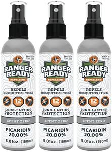 Ranger Ready Repellents Picaridin Insect Repellent with Scent Zero - Mosquito Repellent & Tick Spray (5 Fl Oz, Pack of 3)