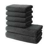 Set of 6 Pieces Bath Towels - 2 Bath Towels 70x140cm + 4 Hand Towels 50x100cm Cotton - Premium 100% Turkish Cotton Towel - 500 GSM - Very Soft & Absorbent - Oeko-TEX Certified - Ôhm - Anthracite Grey