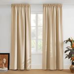 Pony Dance Blackout Curtain – Living Room Thermal Curtain, Soundproofing with Ruffle Tape, No Drilling Required – Decoration for Living Rooms, Kitchens, Bedrooms, the Home – Yellow Beige, 140 x 260 cm