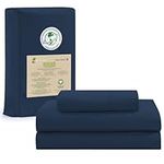 LANE LINEN 100% Organic Cotton Twin Sheets Set 3-Piece Pure Percale Long Staple Soft Bedding Breathable Fits Mattress Upto 15" Deep - Estate Blue