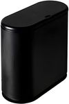 Sooyee 10 Liter Rectangular Plastic Trash Can Wastebasket with Press Type Lid,2.4 Gallon Garbage Container Bin for Bathroom,Powder Room,Bedroom,Kitchen,Craft Room,Office (Black)