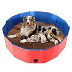 Potlimepan Portable Pet Whelping Pool,Foldable PVC Collapsible Bathing Tub for Dogs Cats and Kids,Durable Leakproof Whelping Pool for Indoor Outdoor Use (Foldable, 47inch Dia.x12inch H)